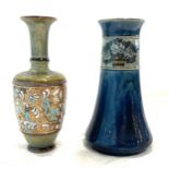 Antique Royal Doulton Slater vases, both in good overall condition, makers and designer marks to