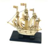 Vintage bone galleon possibly prisoner of war piece