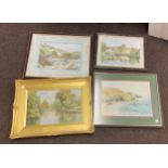 Selection of 4 framed pictures, various sizes