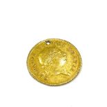 1804 gold half guinea, good grade, has drill hole as seen in image