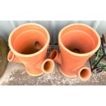 2 Terracota strawberry planters height approx 22" tall 12" diameter