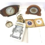 Selection of assorted clocks includes mantel clocks, carriage clocks etc