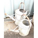 2 Galvanised watering cans