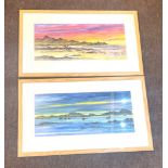 2 Framed watercolours by the artist Brian D Powell, approximate frame measurements: Height 43cm,