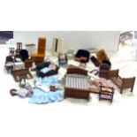 Selection of vintage and later dolls house furniture