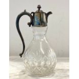 Silver plated Stuart Crystal Glencoe pattern claret jug, overall good condition