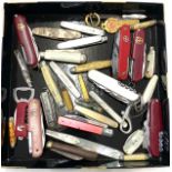 Selection of vintage and later pocket knives includes victornick, Swiss army etc