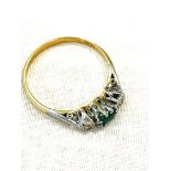 Ladies 9ct gold and platinum emerald and diamond dress ring, approximate weight 2.2g, ring size P