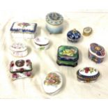 Selection of porcelain trinket boxes