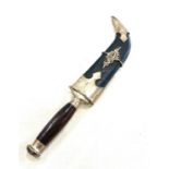 Rob Miller knife, carved dagger, silver detail to shealth