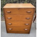 4 Drawer oak chest measures approx 30" wide 18" deep 35" tall