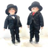 The Leonardo Collection Stan Laurel Oliver Hardy hand painted porcelain Dolls with stands