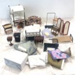 Selection of vintage and later dolls house furniture