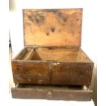 Antique wooden small mule chest, approximate measurements: Height 13 inches, Width 25 inches,