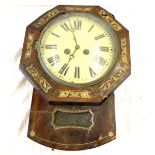 Vintage American drop dial, inlaid wall clock, a/f