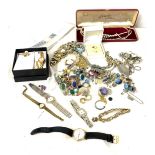 Selection of ladies costume jewellery to include silver Lotus pearl earrings, selection untested