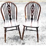 Pair of elm wheel back chairs