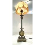 Antique tall brass side lamp, approximate height including shade 32 inches , working order