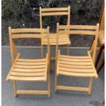 3 Ikea wooden folding chairs