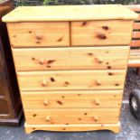 2 Over 4 Pine chest of drawers measures approx 40" tall 31" wide 15.5" deep