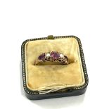 Victorian 15ct gold ladies ring set with pink stones, approximate ring size N, total approximate