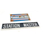 Cast Station master sign, Metal Lambretta sign, approximate measurements of station master sign,
