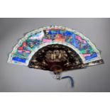 Antique Chinese fan, Canton, Lacquer with painted decoration
