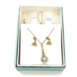 Ladies 9ct Diamond necklace and earring set