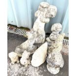 Selection of 8 concrete garden ornaments