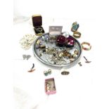 Tray of Antique and vintage costume jewellery