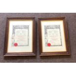 2 Framed London College of music certificates measures approx 24" tall by 19" wide