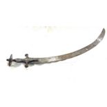 Antique Indo-Persian talwar sword, in steel with a silver inlaid iron