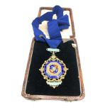 Large Hallmarked silver enamelled President Birkenhead Government officers neck badge in original