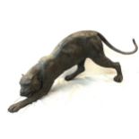 Large bronze Tiger, Puma, Panther in hunting stance, approximate measurements: Height 20 inches,