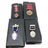 4 hallmarked silver cased jewels inc masonic odd fellows & foresters