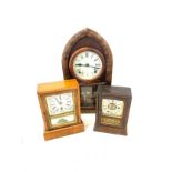 3 American shelf clocks includes one 8 day clock etc all with keys and pendulum