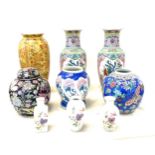 Selection of oriental vases includes vases etc