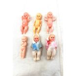 Selection of 6 vintage plastic babies figures, a few say made in hong kong, Kluware etc