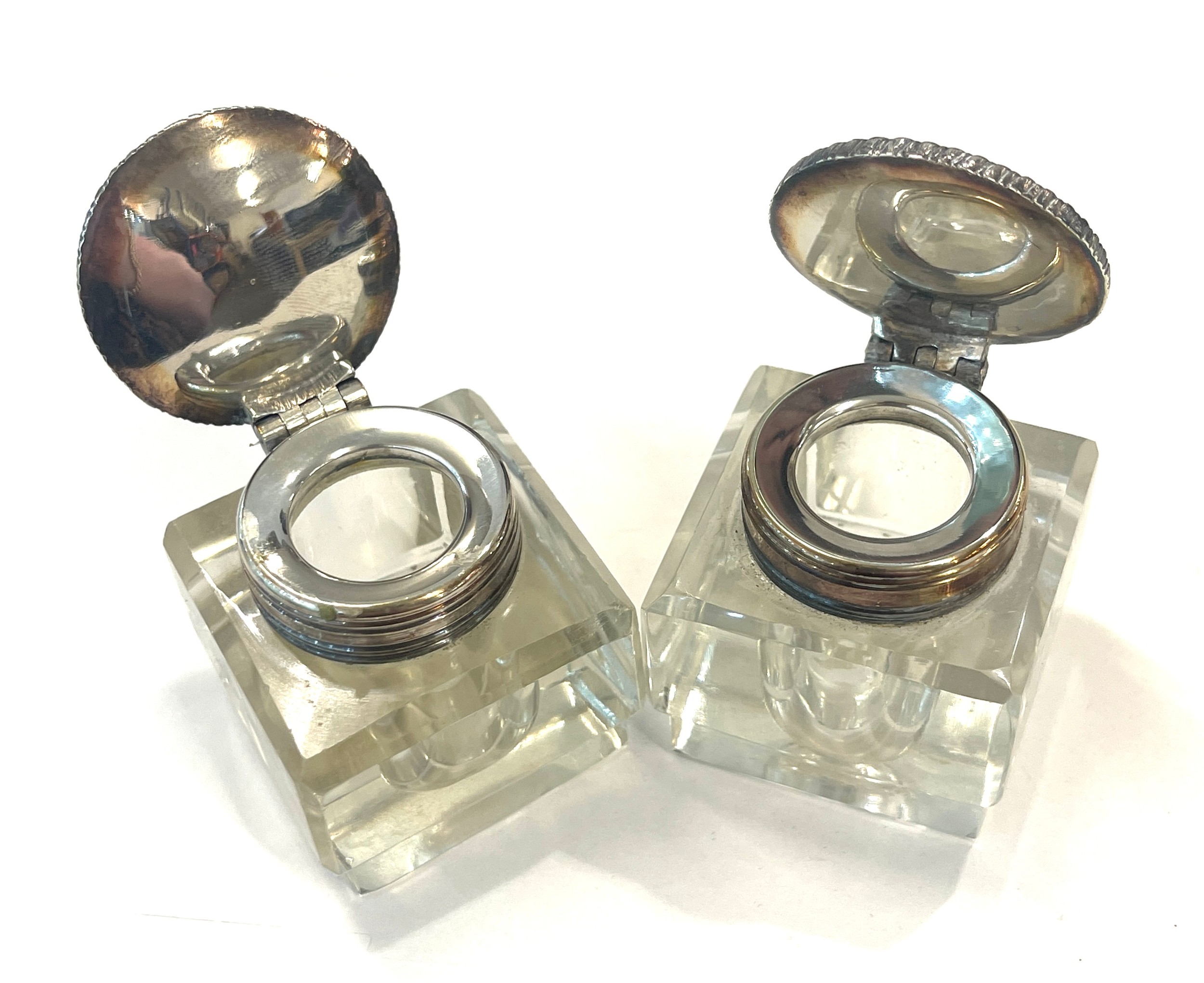 Pair antique inkwells - Image 4 of 4