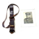 Vintage WW1 Military sam Browne belt with photo of original auker