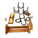 Selection of miscellaneous includes dominos, cigarette box, horse shoe wall mounts etc