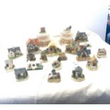 Large selection of David Winter miniature cottages includes lynch gate, one man jail, little