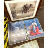 Selection of framed prints, largest frame measures approximately 24 inches in height, Width 29
