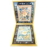 Fine antique chinese embroidery panels framed x 2 measures approx 17" wide 20.5" tall