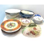 Selection of miscellaneous pottery to include plates, dishes, saucers etc