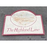 Vintage Wooden double sided railway sign, The Highland Line from Diff Lock, Scotland, approximate