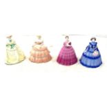 Selection of 4 Coalport lady figures includes Autumn time, Spring time, Winter time, Summer time