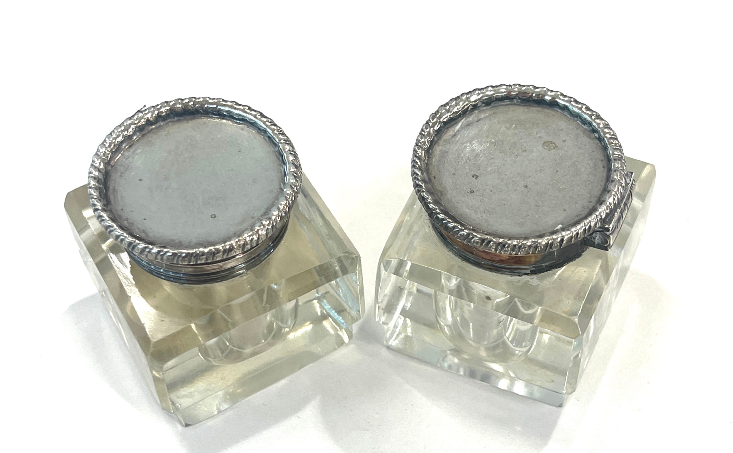 Pair antique inkwells - Image 2 of 4