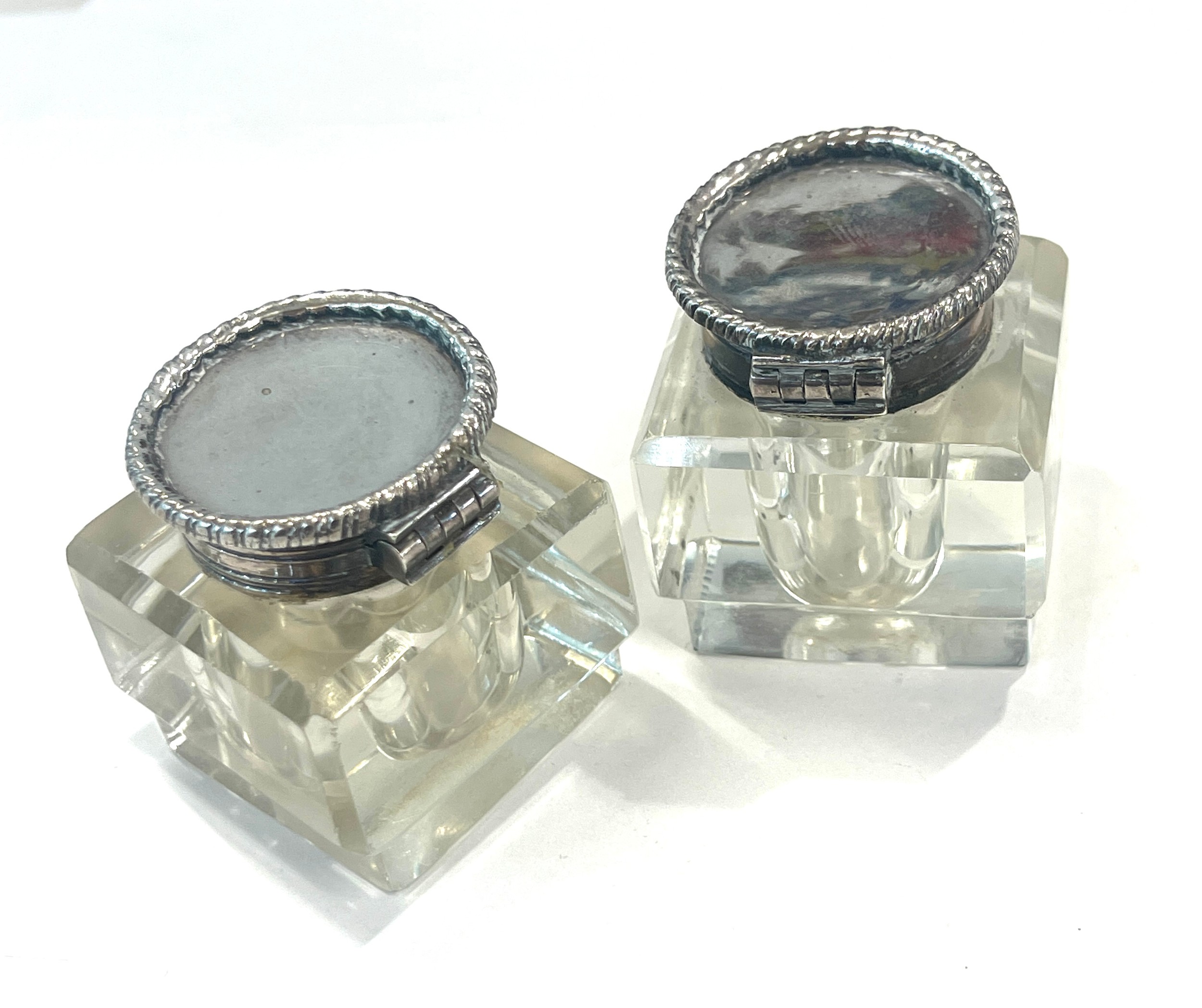 Pair antique inkwells - Image 3 of 4