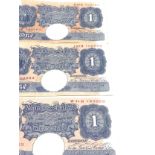 3 vintage bank of england Peppiatt one pound notes